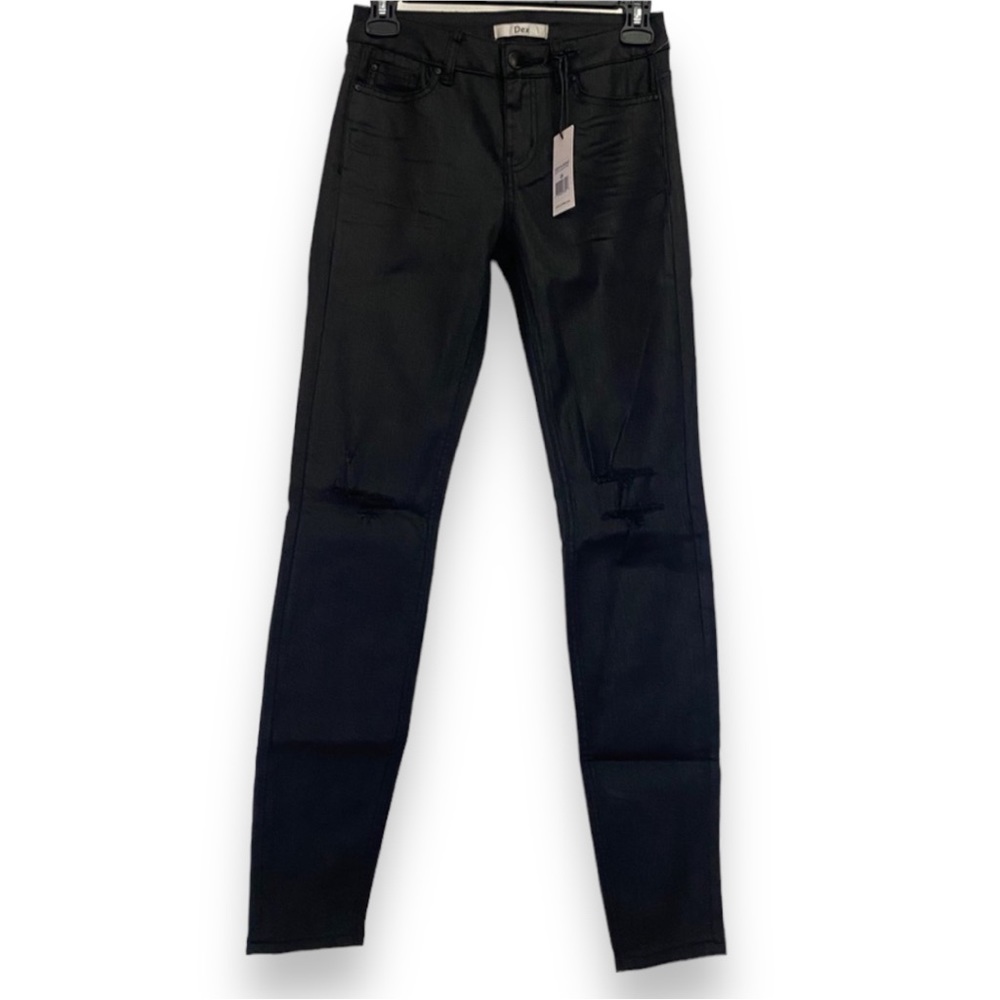 NEW Dex Jeans Black Mid Rise Distressed Skinny Jeans Women’s Size 25